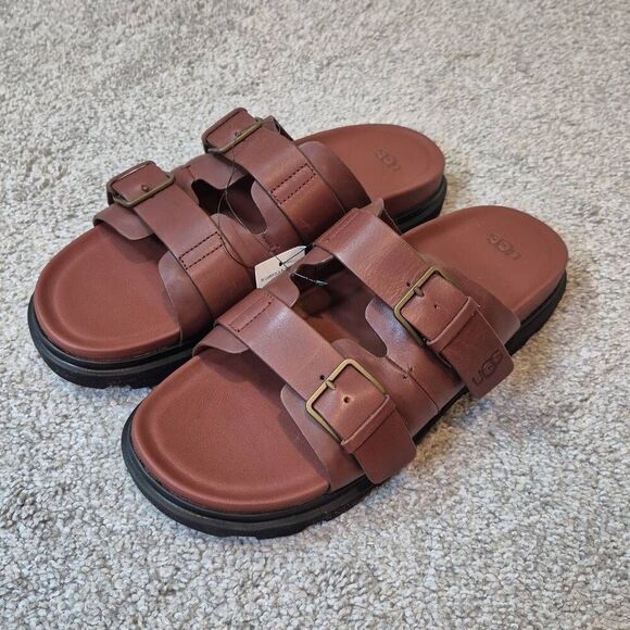UGG Men's Capitola Buckle Brown Slide Sandal Slipper Size 11 - Picture 1 of 5
